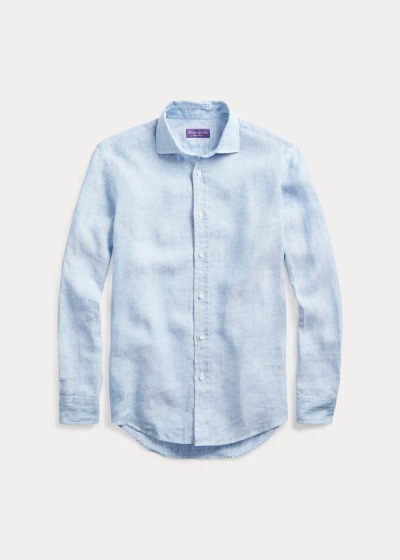 Camisa Ralph Lauren Hombre Azules - Linen Chambray - VTJYE0798